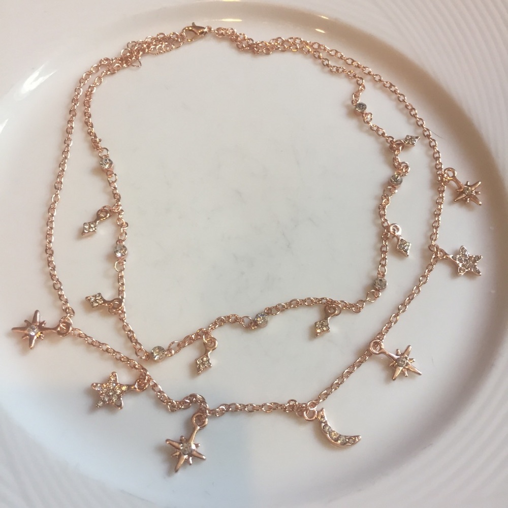⭐️ Awesome Boho celestial Double layered chain star & moon in various colors - Picture 2 of 7